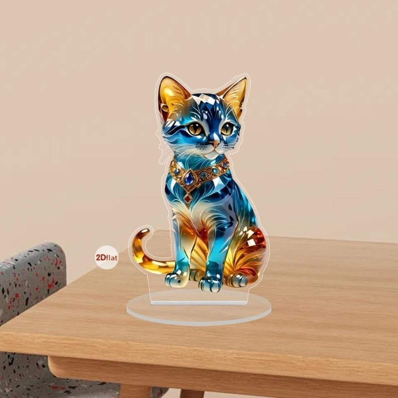 Animal Statue Tabletop Ornament with Display Base Shatterproof Acrylic Animal Figurine for Home Office Desk Decoration