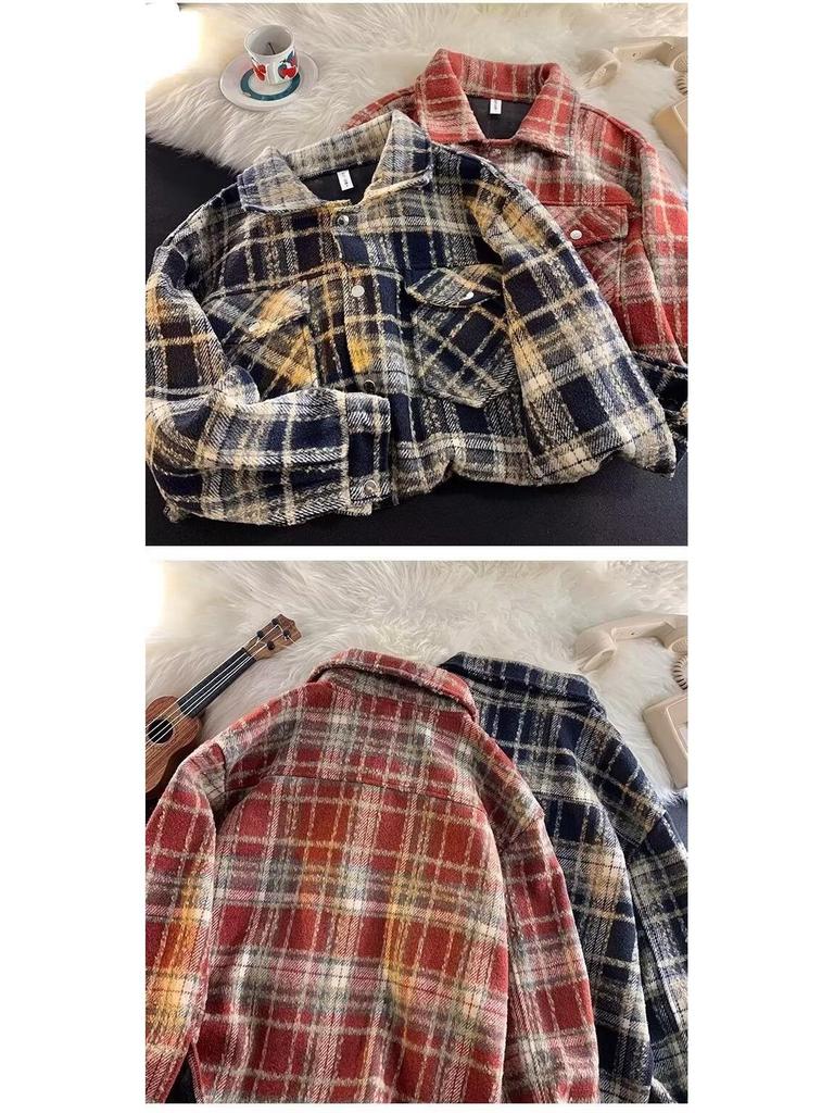 Xiaoxiang High Street Plaid Couple Shirt Jacket: Men's American Retro Long-Sleeve Trend for Spring & Autumn