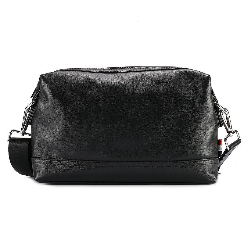 Leather Men's Bag Horizontal Small Crossbody Shoulder Bag, Top Layer Cowhide Trendy Business Casual Portable Shoulder Bag