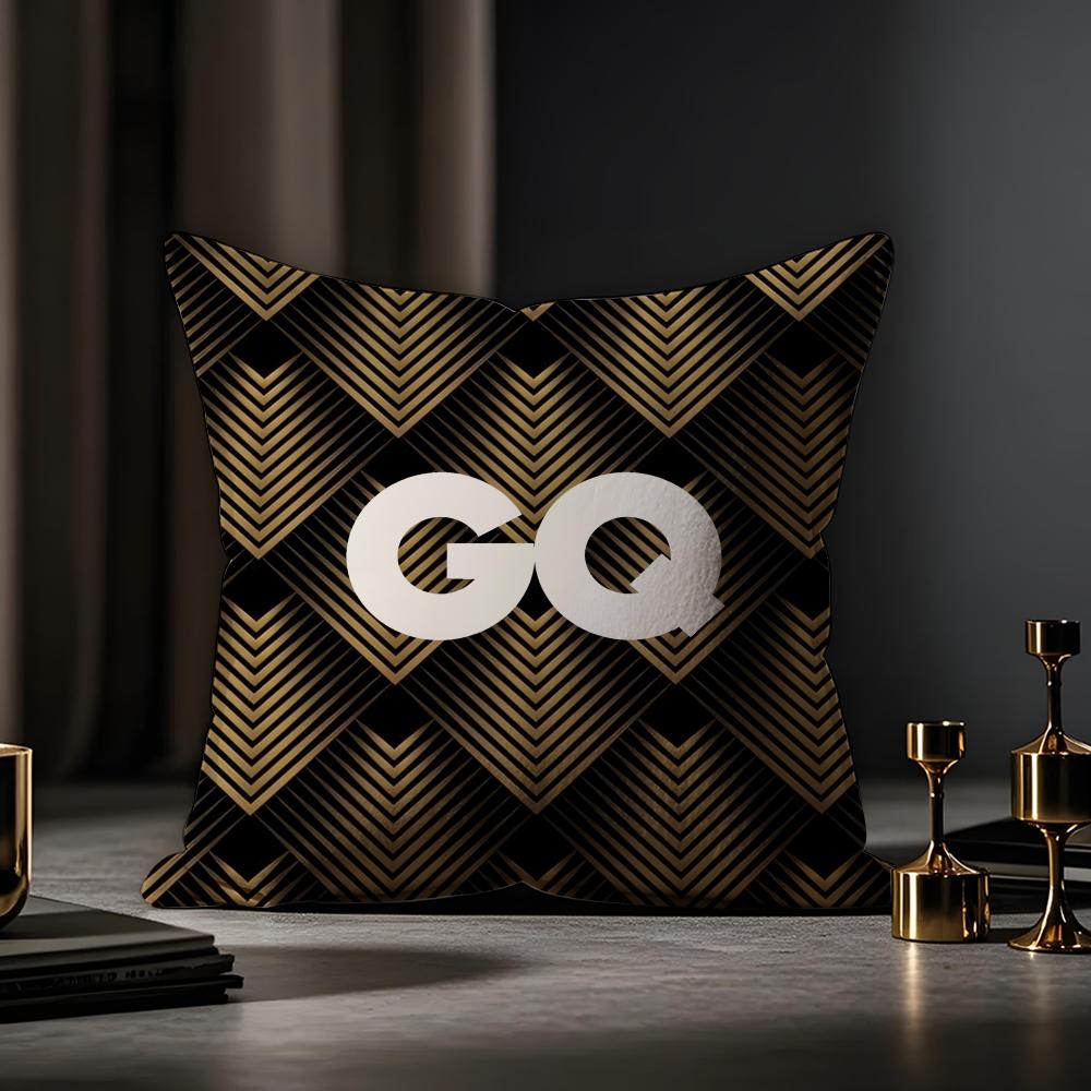 GQ Magazine Cushion Cover Anti-dustmite Pillowcase Invisible Zipper Silky Short Plush Sofa Cushion Cover