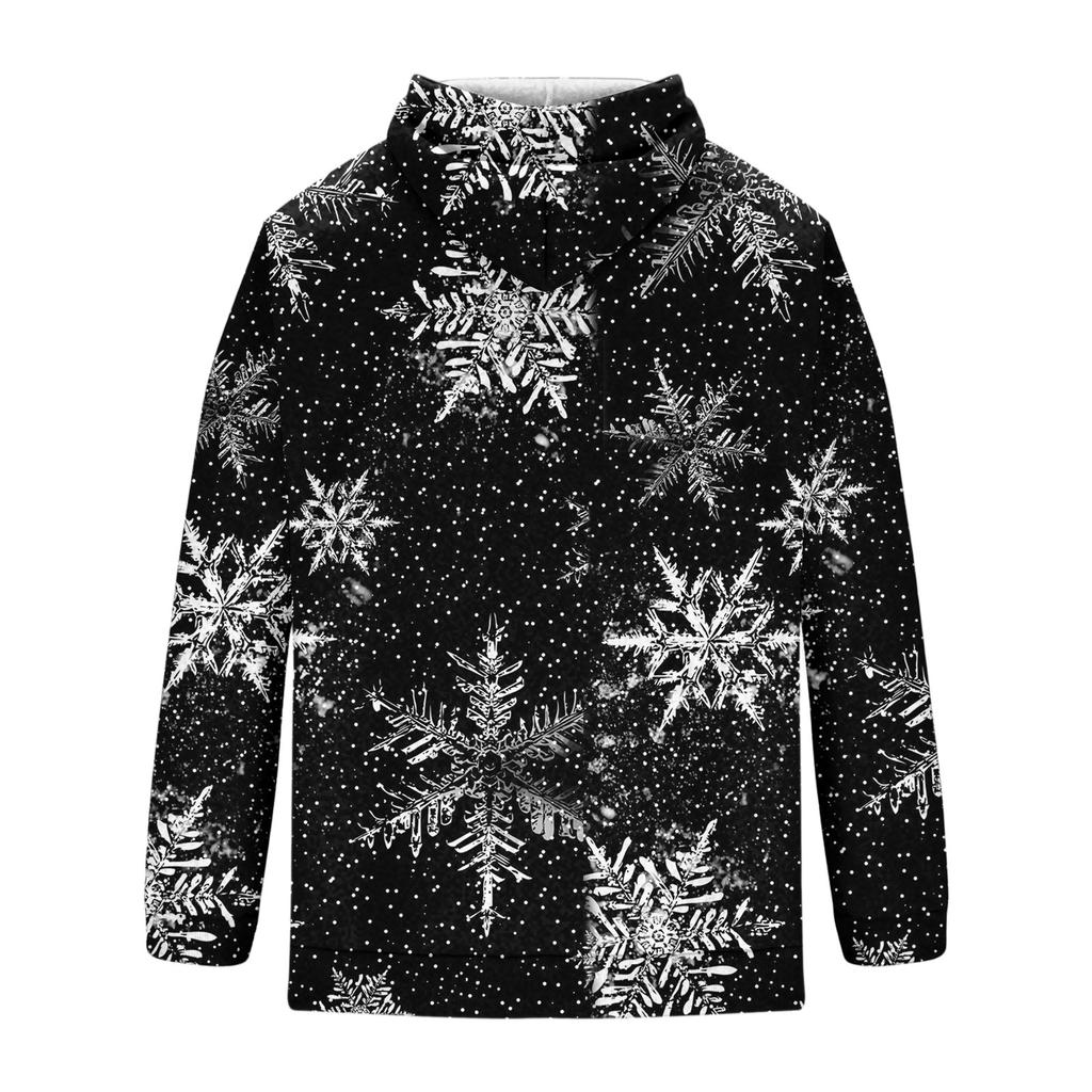 Men's Christmas Print Hoodie, Loose Fit Casual Sweatshirt with Large Pockets