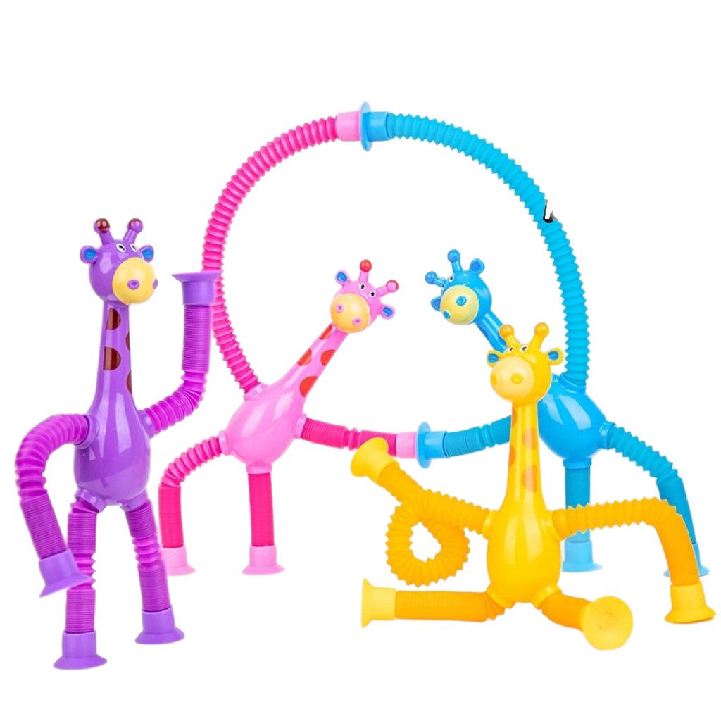 Luminous Giraffe Suction Cup Telescopic Tube - Educational & Decompression Toy for Children