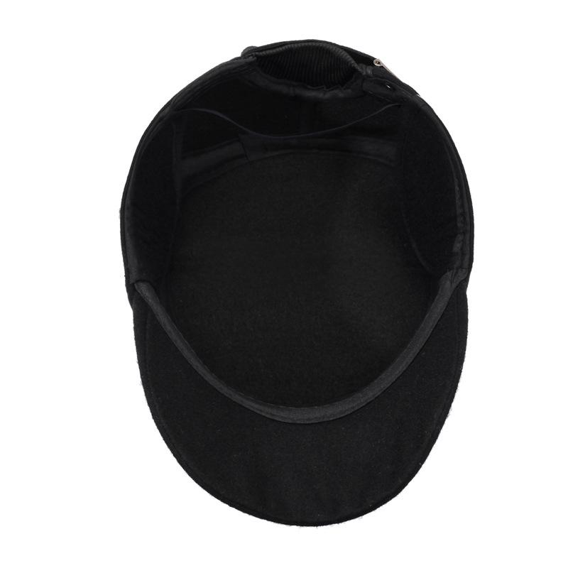 Autumn Winter Men's Hat Winter Cotton Ear Protection Wool Flat Cap Middle-Aged Old People's Hat Outdoor Warm Cap