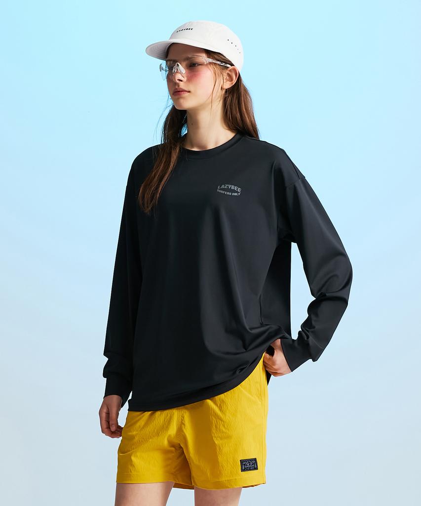 Leijibi [Set] Dry-Cooling Oversized Long Sleeve Rash Guard + Swimsuit Shorts Set W Black 2