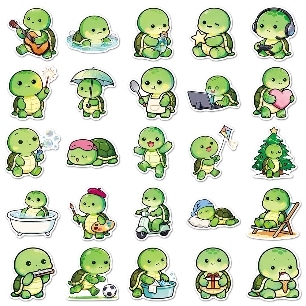 10/30/50pcs Cute Funny Green Turtle Cartoon Stickers Kawaii Animal Graffiti Sticker Notebook Water Bottle Phone Decals Toy Gift