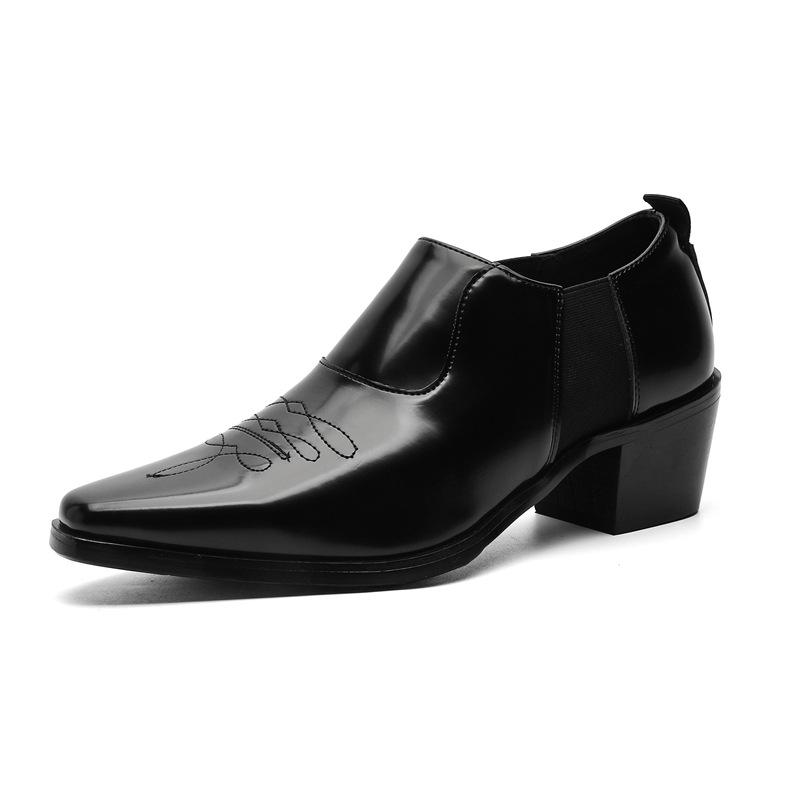 

New European version men s Chelsea leather boots cowhide short boots handmade pointed men s leather shoes 14848-J 38 чёрный