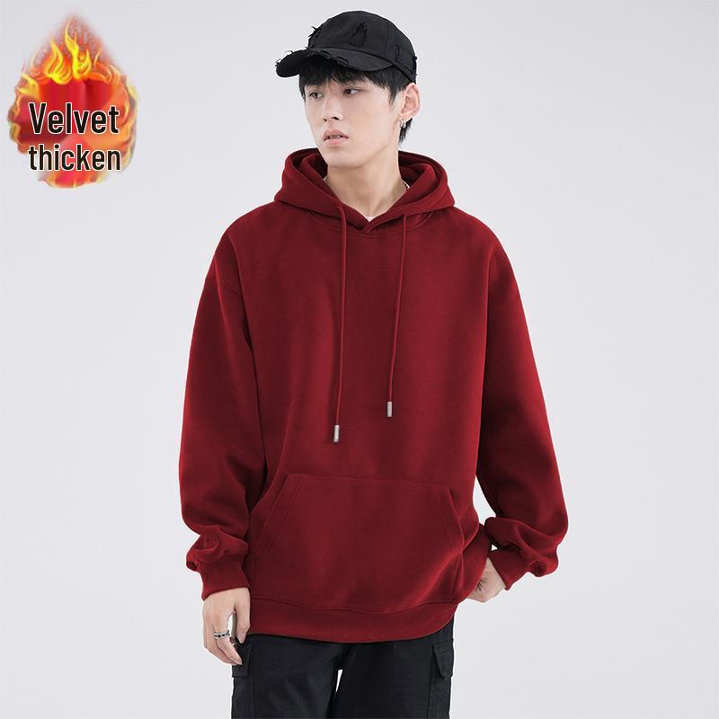 Yu Wenle Retro Hoodie - Men's Trendy Heavyweight Pullover for Spring & Autumn