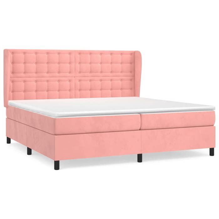 VidaXL Divan Bed with Mattress Pink 200x200 Cm Velvet - Model 3129476