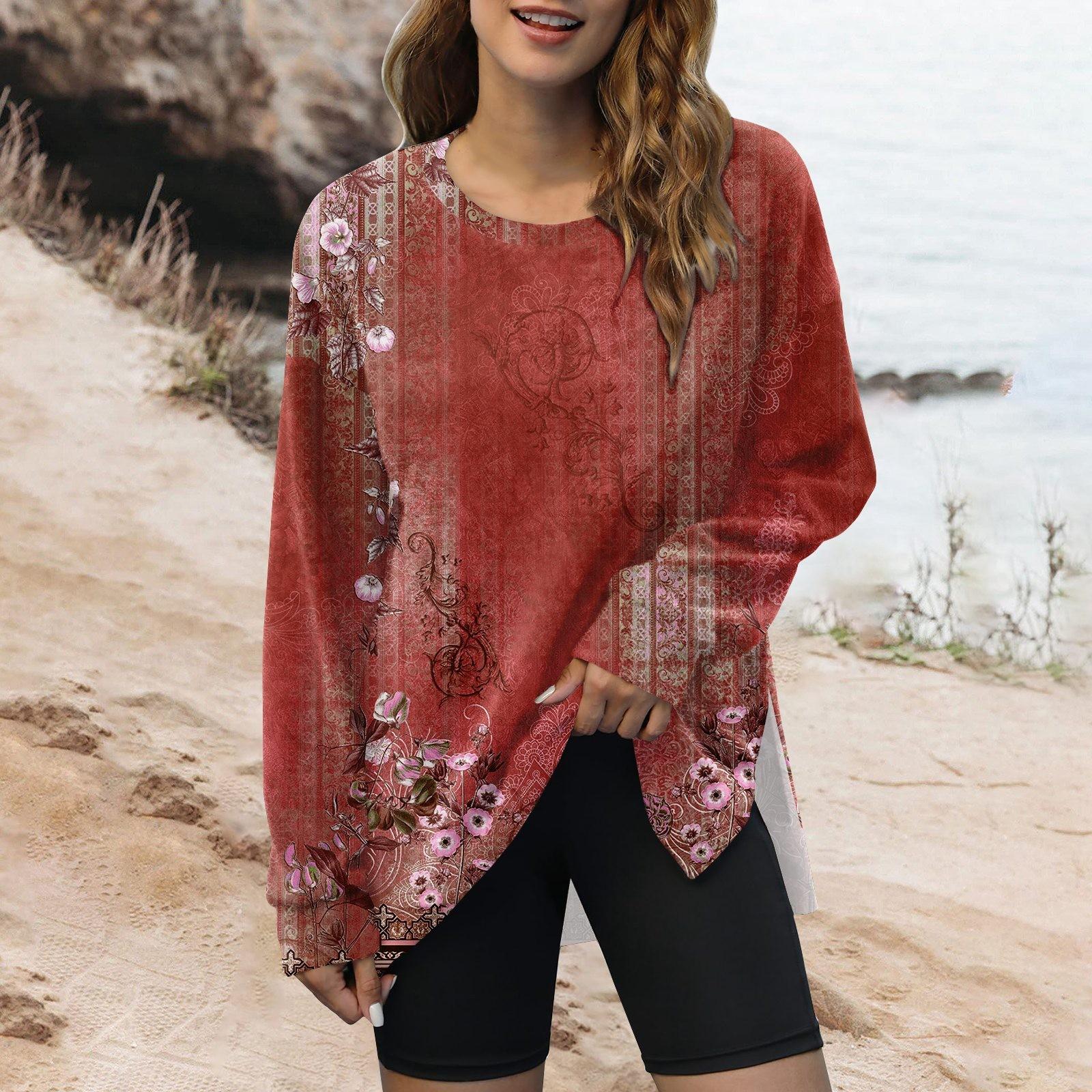 

Женский модный пуловер с круглым вырезом и длинным рукавом с принтом, верхняя толстовка L красный