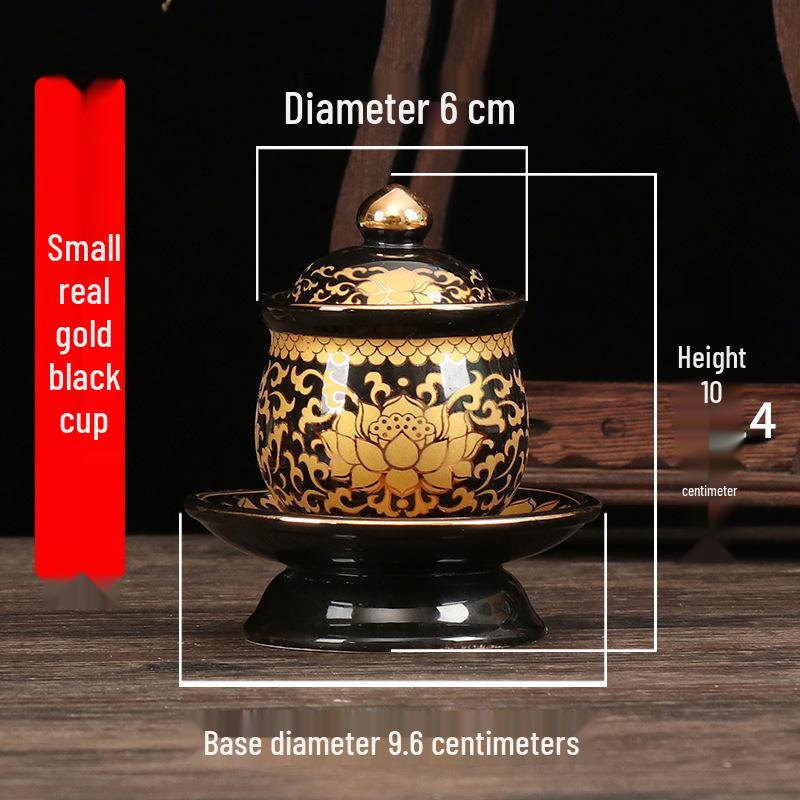 Coppa per Acqua per Altare Buddista in Ceramica di Loto con Mantra della Grande Compassione - Tazza per Offerte a Guanyin