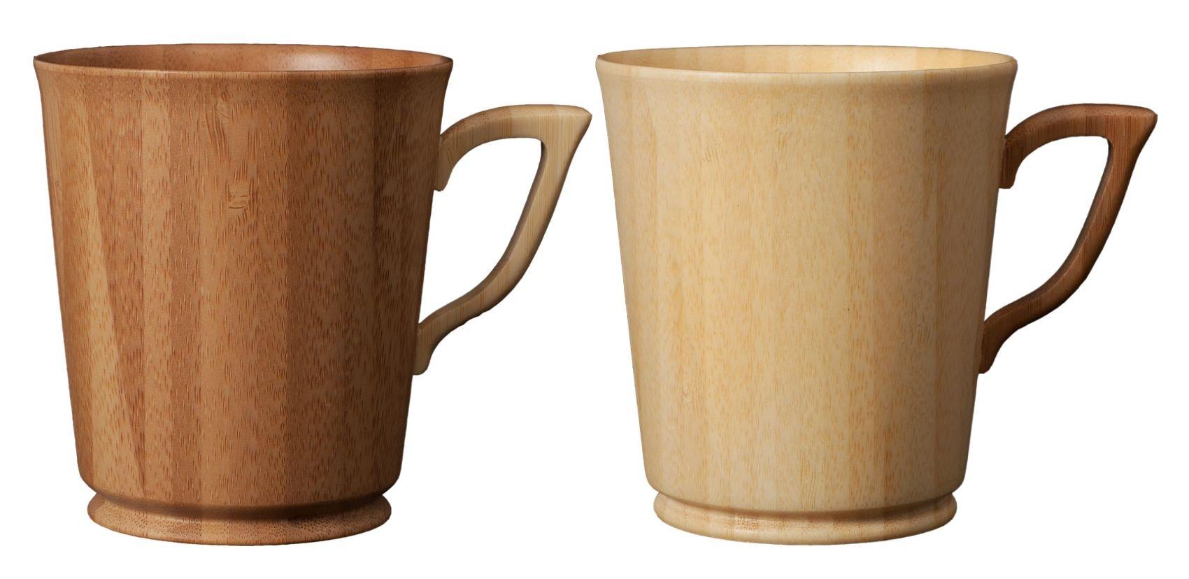

RIVERET Mugs, Large/Large, 280ml, Pair Set, Bamboo, Dishwasher Safe, White/Brown, RV-201LWLB