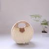 2018 Fashionable Women's Color Block Woven Rattan Shell Beach Bag