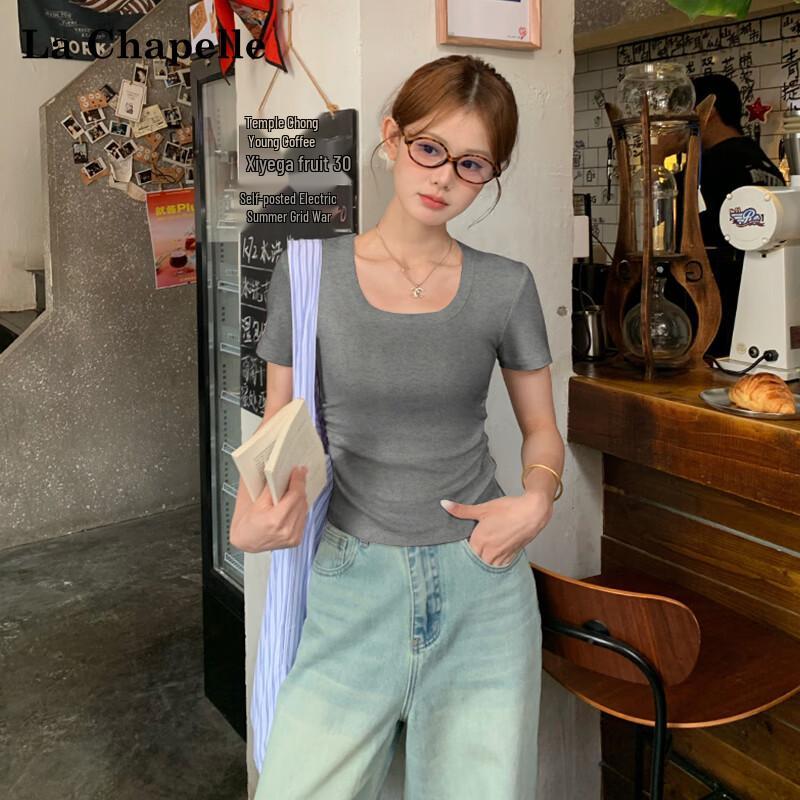 La Chapelle 2025 Summer Ribbed Round Neck Crop Top XL