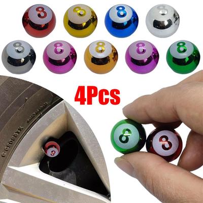 4pcs Car Wheel Tire Valve Core Cap Creative Billiards Car 8 Motorcycle Wheel Cover Bike Accessories Truck Dust SUV T5W9