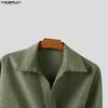 INCERUN Oversized Men Lapel Neck Long Sleeve Side Button Irregular Casual Shirts