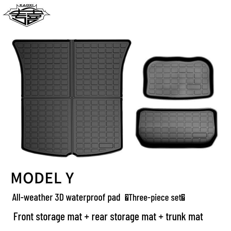 2022 Tesla Model Y TPE Non-Slip Wear-Resistant Foot Pads: 5/7-Seat Front & Rear Trunk Mats