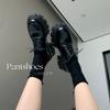Sheepskin~ Height increase 7cm genuine leather British muffin thick-soled female lazy college style with skirt and small leather shoes