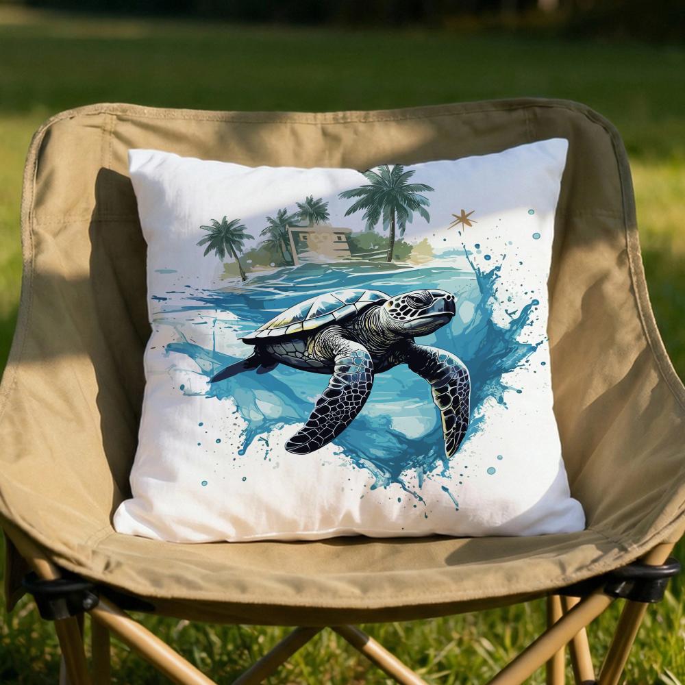 Watercolor Sea Turtle Cushion Cover Soft Reversible  Durable Pillow Cover  MultiScene Use for Home  Car Daily Comfort
