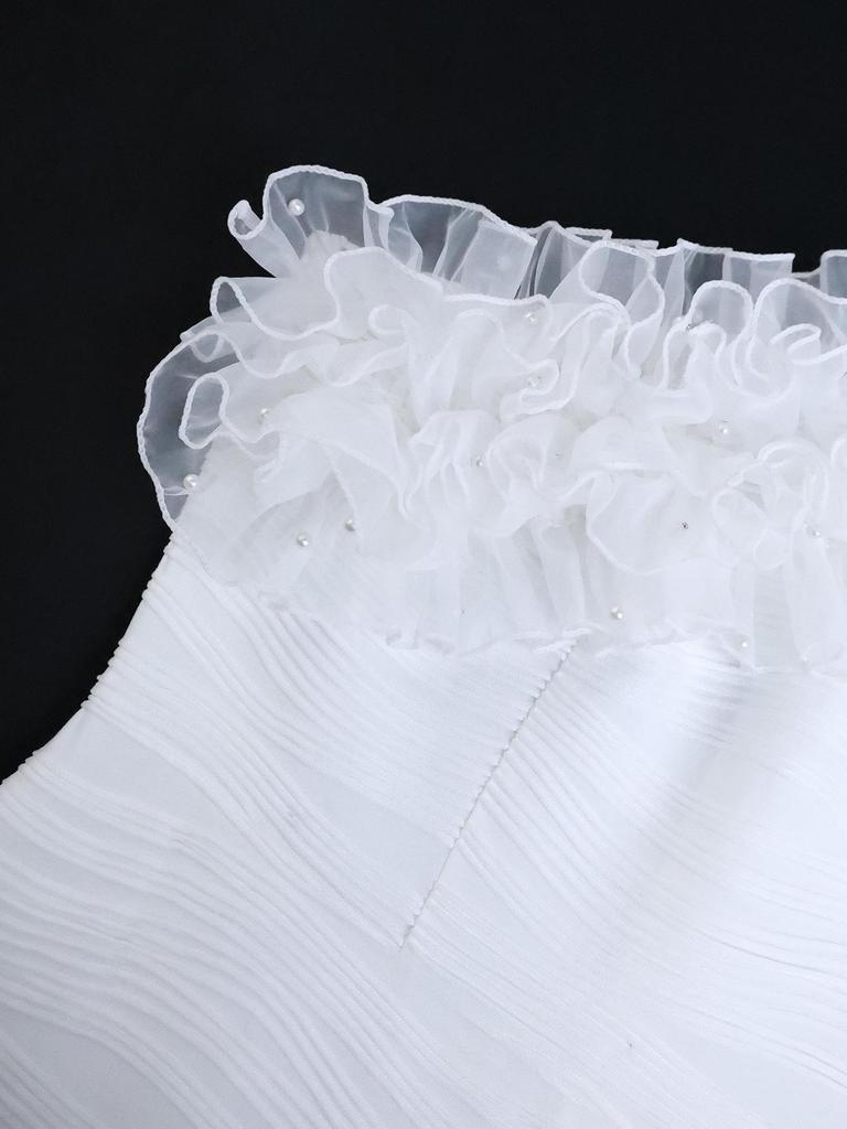 Plus Size White One Shoulder Mermaid Ruffle Evening Gown