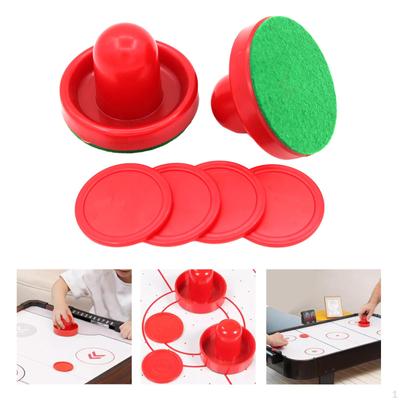 Airhockey-Spielset mit grünen Filzschiebern und Pucks