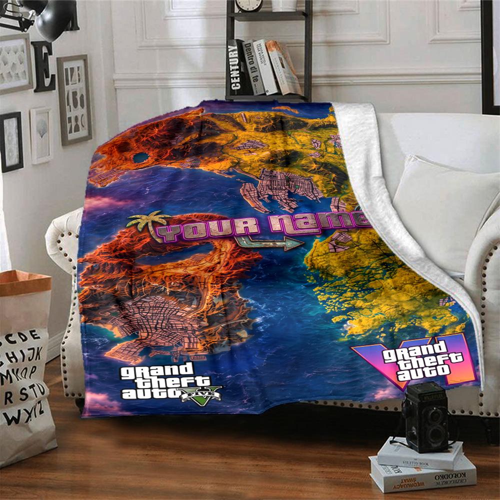 Gta Customize Your Name Blanket Cozy Customizable Blanket Comfortable Suitable for Chair Office Seaside Bed Ideal for All Seasons