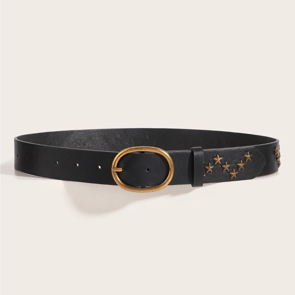 Jeans Decor Y2K Wide Belt Punk PU Leather Waistbands Fashion Star Rivet Waist Belt  Party