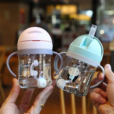 Food Grade Toddler and  Water Bottle Handle Feeding Cup Sippy Cups Unisex Learning Cup with Straw Gravity Ball