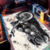 Large Vintage Motorcycle Rug Industrial Style Biker Print Floor Mat Graffiti Decor Chopper Art Runner for Home Living