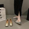 Flache silberne Einzelschuhe Damen Frühling und Sommer Damenschuhe Mary Jane Schuhe Sojabohnenschuhe