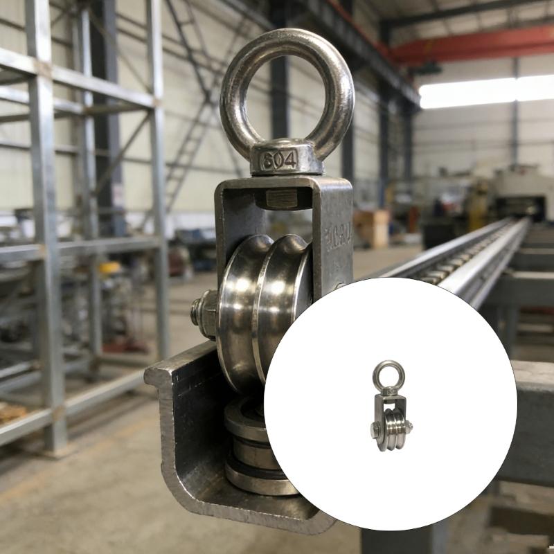 Double Wheel Quiet Bearing Pulley With Safety Lock U Grooves Bearing Pulley For Warehouse And Home Use