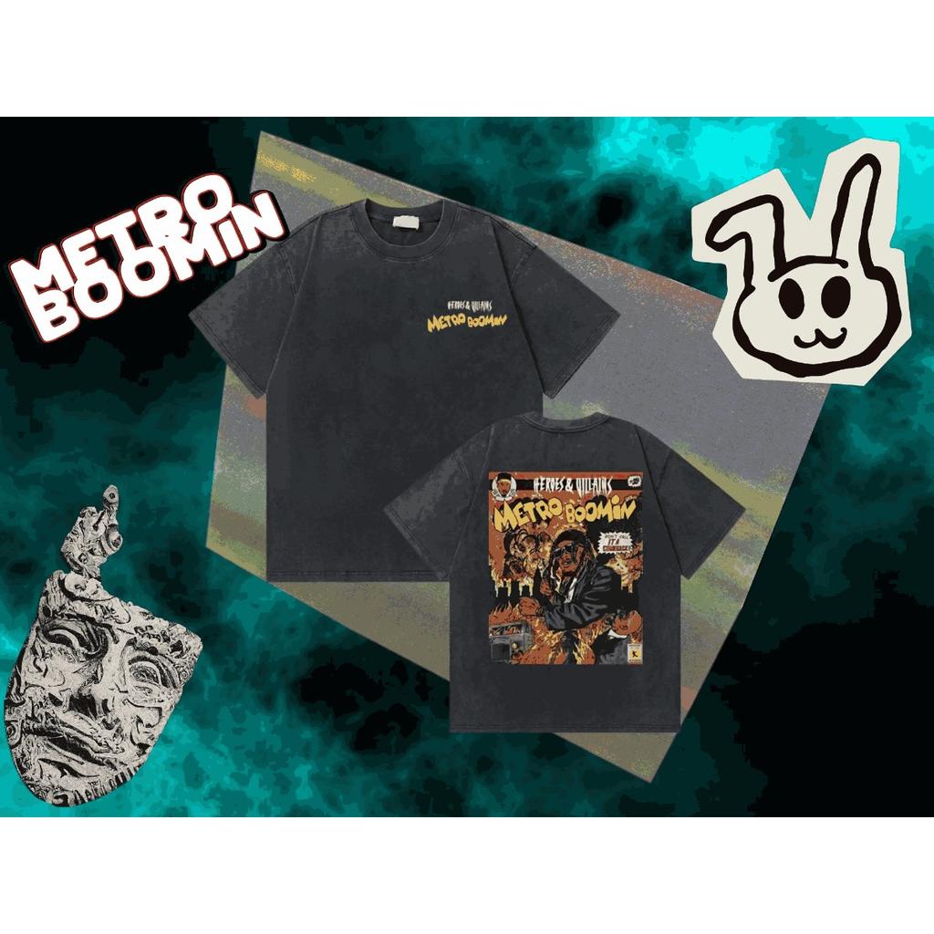 Hot Sale Metro Boomin Heroes Villains Poster Graphic Print T-shirt Vintage Washed Cotton Summer New Tee Men Women Cotton Top Fashion Oversized Top