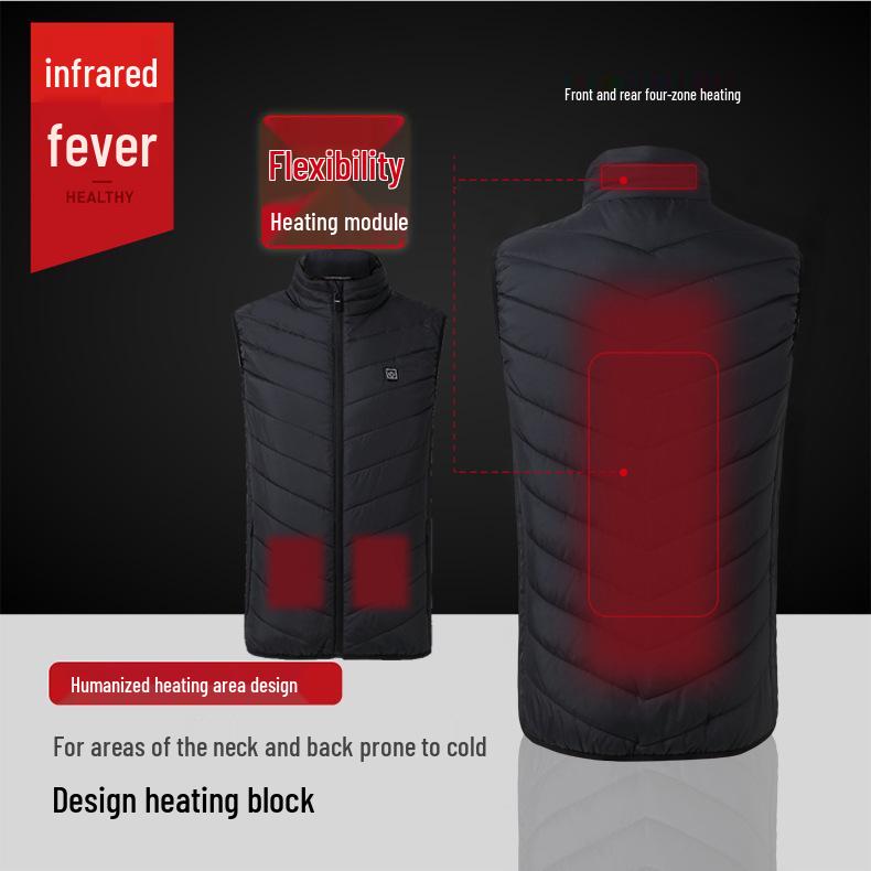 Four-Zone Temperature-Control Electric Heating Vest for Safe, Warmth