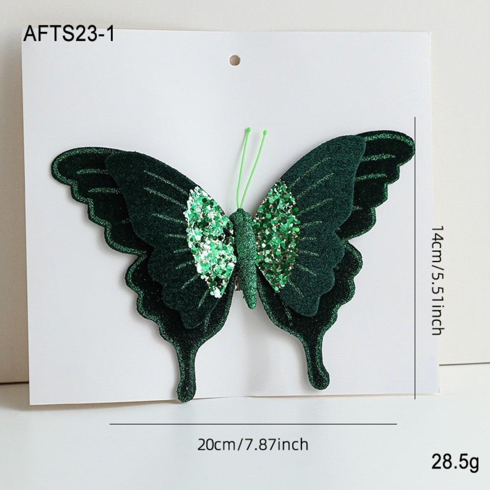 Velvet Butterfly Christmas Flower Double Simulation Glitter Christmas Decorations Flocking Artificial Exquisite Sequins