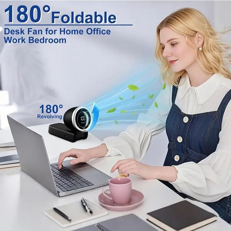 Rechargeable Fan Foldable Cooling Fan With Digital Display Multi-speed Settings Lightweight Cooling Device For Backpacking