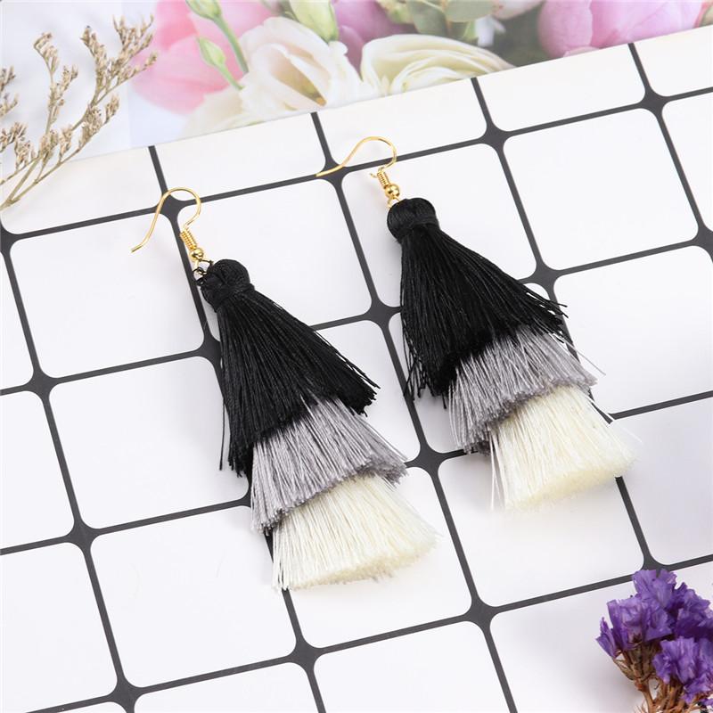 2020 3 Layered Bohemian Fringed Luxury Statement Tassel Earrings 2020 Boho Fashion Jewelry Women Long Drop Dangle Earrings