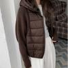 Fashion Female Short Coat Winter Jackets Hooded Knitted Sleeves Loose Thick Warm Women Parkas