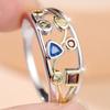 European and American Retro-style Multi-faceted Mixed-color Cubic Zirconia Rings Triangular, Square, and Round Water Drop-shaped Multi-zirconia Light