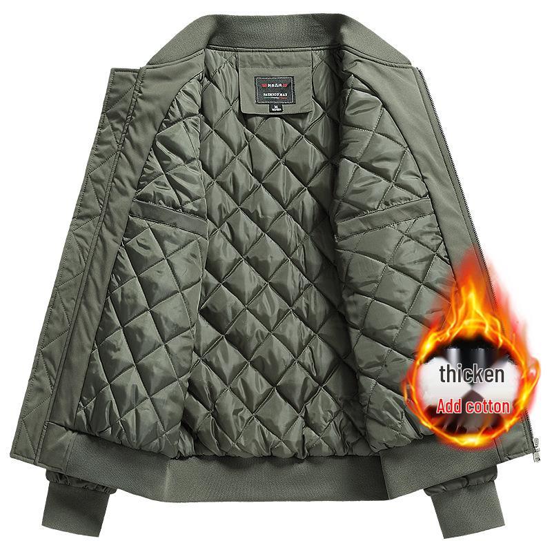 Men's Thickened Cotton Pilot Jacket - Autumn/Winter Stand Collar Loose Baseball Outerwear
