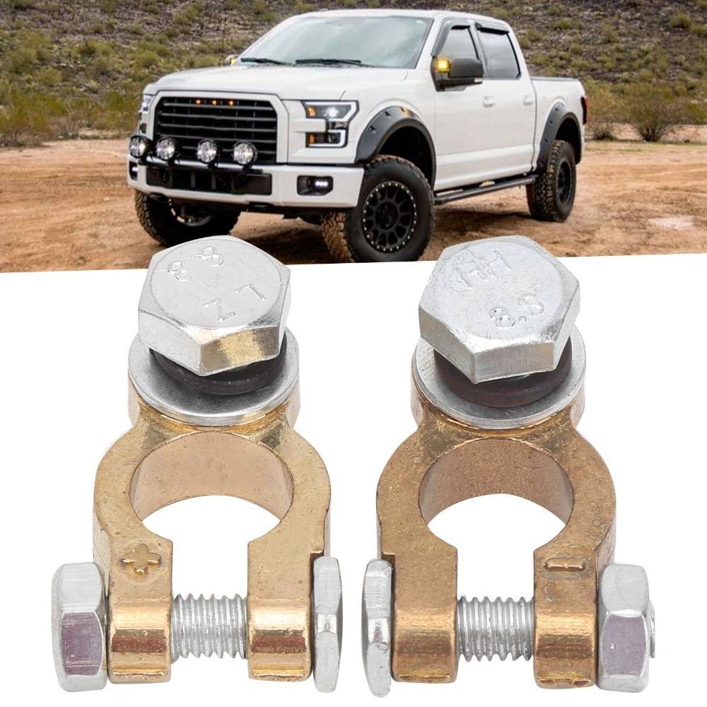 2PCS Pure Copper Battery Terminal Connectors Alloy Heavy Duty Top Post Connectors Brass Secure Fit Positive Negative Terminals