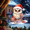 Sticker Christmas Owl Window Decal - Non-Slippery Decal for Glass Windows - Decorative Decal for Living Room Windows