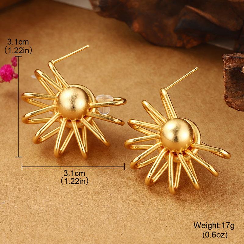 Flower stud earrings advanced sense new simple fashion summer versatile retro personalized earrings three-dimensional hollow niche earrings women