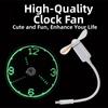 Einzigartiger LED-Uhr-Ventilator mit Digitalanzeige, blinkender Text, kreatives Design, USB-Ventilator, stilvoller kleiner Ventilator, für den täglichen Gebrauch