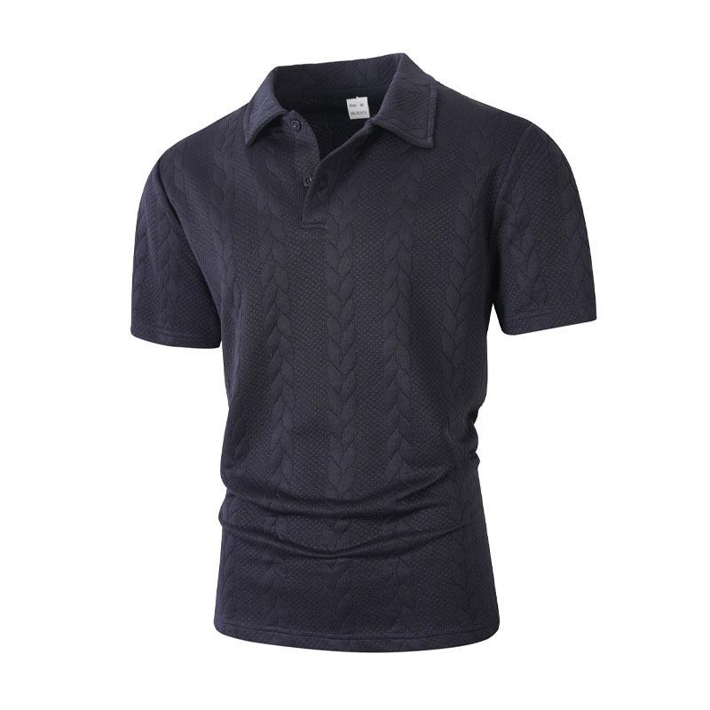 Spring and Summer Jacquard Multi-color Casual T-shirt Lapel Men's Solid Color Fashion Sports Top Short-sleeved Polo Shirt