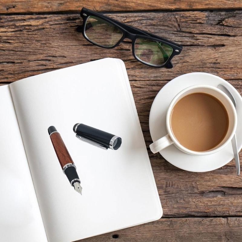 Wooden Fountain Pen with Refillable Piston Filled Inks Cartridge Calligraphy Fountain Pen with 0.5mm Tip