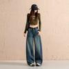 American Retro Curved Blade Jeans: Women's 2026 Spring/Autumn Wide Leg Scythe Pants
