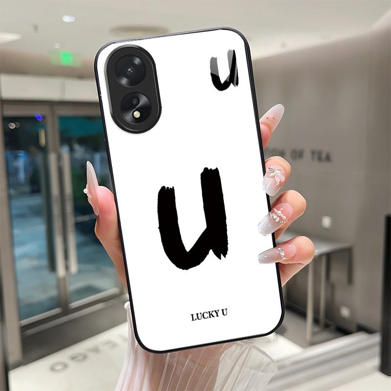Phone Case For OPPO A18 A38 A58 A78 Back Covers Lucky Letter Protective Case For OPPOA18 OPPOA38 Tempered Glass Soft TPU Shell