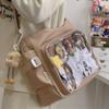 Large Capacity JK Shoulder Bag Japanese Style Canvas Tote Bag Lovely Transparent Itabag  Daily