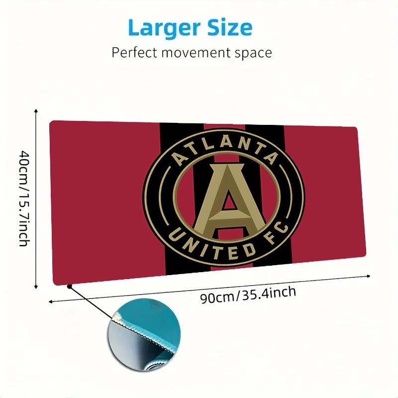Atlanta United FC Druck Kissen Rutschfest Laptop Tablet Großes Mauspadd XXL Matte Mini-PC Spielmatte Mit Verriegeltem Rand