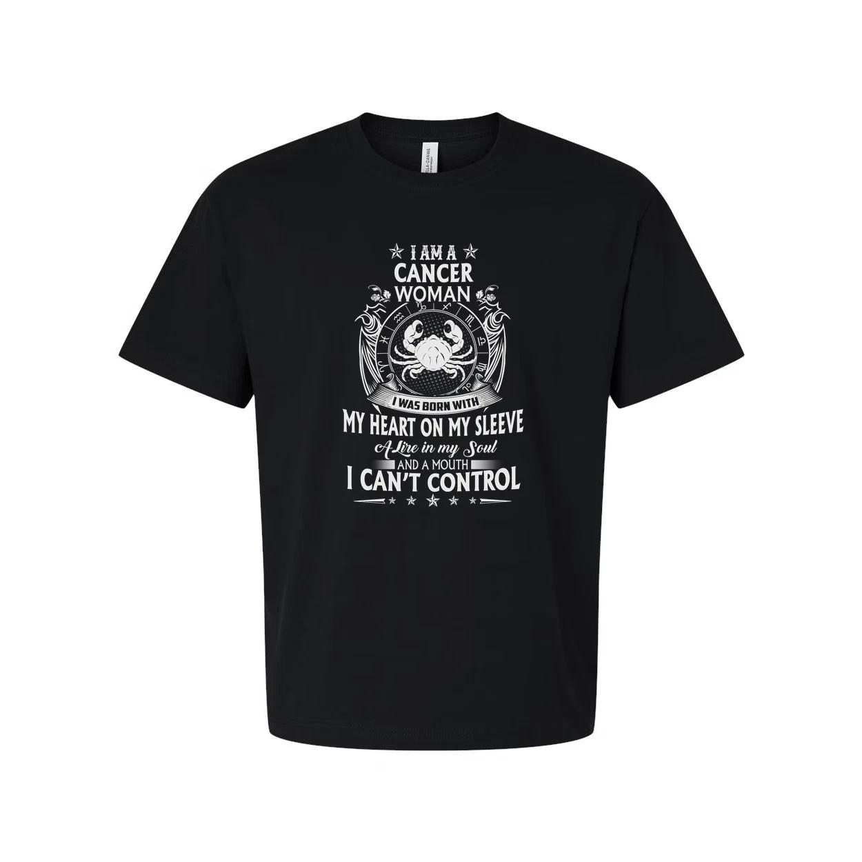 I Am A Cancer Woman T Shirt With Heart On My Sleeve Graphic Unisex Tee For Astro L