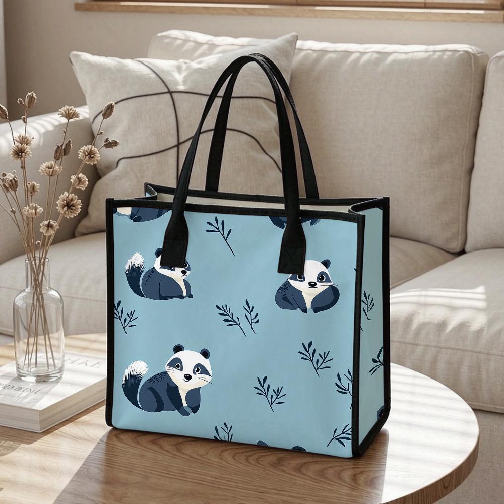 Cute Badger Printed Tote Bag for Daily Outdoor Commute Shopping Carry Bag